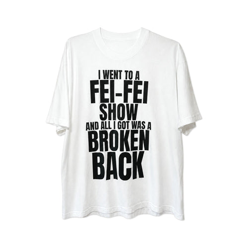 Invasive Thot "I Went To A Fei-Fei Show" oversized white graphic tee, Broken Back Tee
